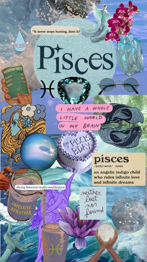 Astrology Wallpaper Pisces, Pices Zodiac Wallpapers, Peices Zodiac Aesthetic, Pisces Angel Number, Pieces Zodiac Wallpaper Aesthetic, Pisces Room Aesthetic, Pisces Season Aesthetic, Pisces Photoshoot Ideas, Pisces Collage