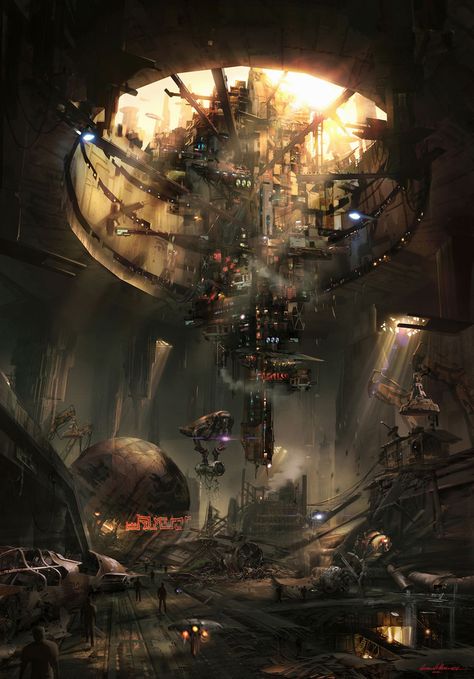 "Slum Concept" // Star Wars 1313, Game Concept Art (game cancelled after Disney's purchase of SW Property) Star Wars 1313, Sci Fi Landscape, Star Wars Concept Art, Star Wars Rpg, Arte Cyberpunk, 다크 판타지, Environment Art, Futuristic City, Science Fiction Art