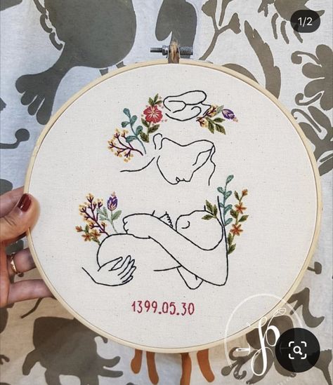 Mother’s Day Embroidery Ideas, Motherhood Embroidery, Diy Easy Embroidery, Baby And Mother, Cross Embroidery Designs, Embroidery Hoop Art Diy, Hand Embroidery Patterns Free, Simple Hand Embroidery Patterns, Digital Embroidery Patterns