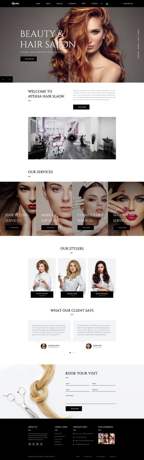 Beauty Salon Banner Design, Hairdresser Website, Hair Salon Web Design, Hair Salon Website Design, Salon Content, Website Branding Design, Beauty Web, Hair Beauty Salon, Psd Website