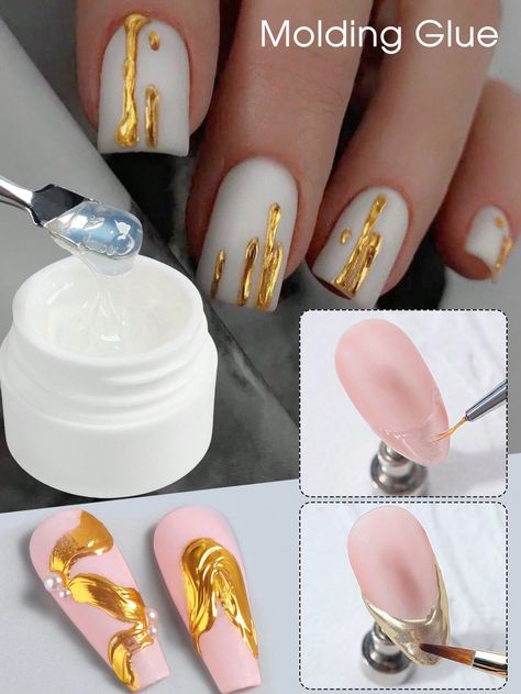 5 In1 Glue Gel Reinforcement Gel 5Ml Metallic Painting Molding Gel For Mirror Glitter Powder Modeling Carve Gel Rhinestones Gel Nail Art Jewel Crystal Beads Gems DiamondsI discovered amazing products on SHEIN.com, come check them out! Metallic Painting, Glitter Powder, Gel Nail Art, Gel Nail, Amazing Products, Crystal Beads, Molding, Glue, Pen