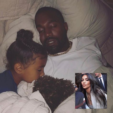 Kim Kardashian Snaps Kanye & ; North Sweetly Sleeping [Photo] Beauty mogul and Mom of four, Kim Kardashian- West has an obsession with snapping photos of her loved ones while sleeping. On Friday (Oct. 18th), Kim Kardashian captured another adorable father-daughter Kim Kardashian Latest, Celebs Without Makeup, Saint West, Kim And Kanye, Robert Kardashian, Kardashian Kids, Jenner Family, Jordyn Woods, The Simple Life