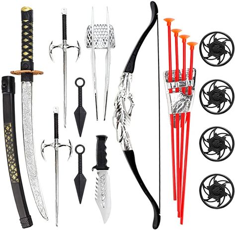 Amazon.com: Liberty Imports Ninja Warrior Bow and Arrow Archery Set for Kids with Katana Sword and Toy Weapons: Toys & Games Ninja Toy, Ninja Gadgets, Warrior Cosplay, Armor Pieces, Arrow Archery, Police Toys, Archery Set, Nerf Toys, Ninja Birthday