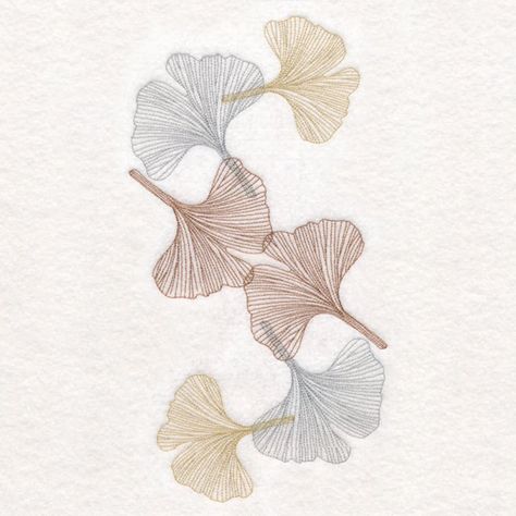 Gingko Leaves, Wedding Embroidery, Diy Embroidery Patterns, Embroidery Flowers Pattern, Towel Kitchen, Embroidered Towels, Embroidery Motifs, Simple Embroidery, Decorative Towels