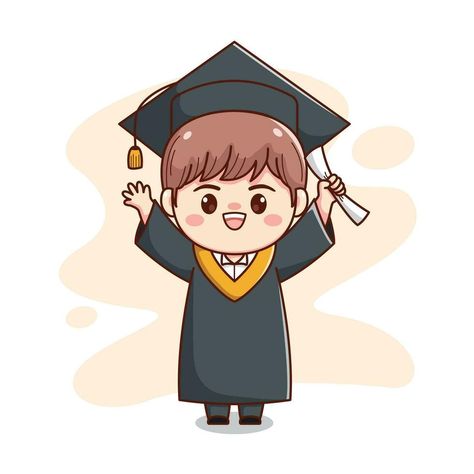 Graduation Drawing, Graduation Cartoon, Chibi Cartoon, Boy Graduation, Teacher Cartoon, Graduation Art, Cute Borders, Kids Doodles, Filipino Funny