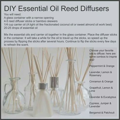 Reed Diffuser Recipe, Reed Diffuser Diy, Diy Oil Diffuser, Homemade Reed Diffuser, Diy Essential Oil Diffuser, Essential Oil Reed Diffuser, Reed Diffuser Oil, Essential Oil Diffuser Blends Recipes, Essential Oils Guide