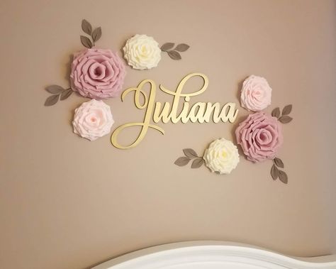 Wooden Letters Decorated, Large Wooden Letters, Decor Backdrop, Script Letters, Backdrop Decor, Nursery Name Sign, Girl Nursery Decor, Fancy Script, Wooden Name Signs