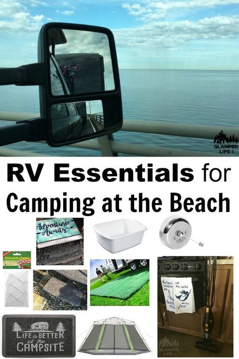 Here's a great list of RV essentials for camping at the beach!  Pick these up before your next trip to a beach campground. #familytravel https://glamperlife.com/rv-essentials-for-camping-at-the-beach/ Beach Rv Camping, Essentials For Camping, Beach Checklist, Beach Camping Tips, Camping Quebec, Rv Camping Checklist, Stealth Camping, Camping Vacation, Rv Camping Tips