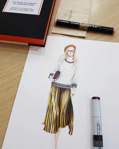 Gucci Art, Copic Drawings, Copic Art, Diy Creative Crafts, Kawaii Drawings, Diy Creative, Daily Art, Copic, Fashion Sketches