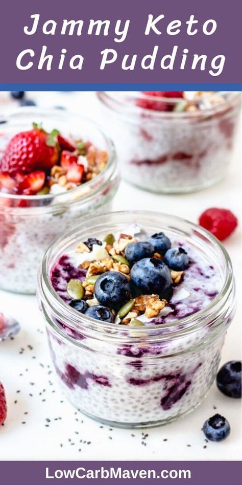 Dairy Free Breakfast, Desserts Simple, Vanilla Chia Pudding, Keto Chia Pudding, Sugar Free Jam, Chocolate Chia Pudding, Keto Diet Snacks, Dairy Free Breakfasts, Simple Keto