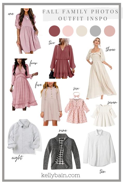 Pink And Gray Family Photo Outfits, Family Photos Blush Color Palettes, Blush Fall Family Photos, Winter Photo Shoot Color Scheme, Photo Wardrobe Ideas, Fall Family Photos With Pink, Pink Family Photo Outfits Fall, Pink Family Photo Outfits Winter, Dusty Rose Color Palette Family Photos