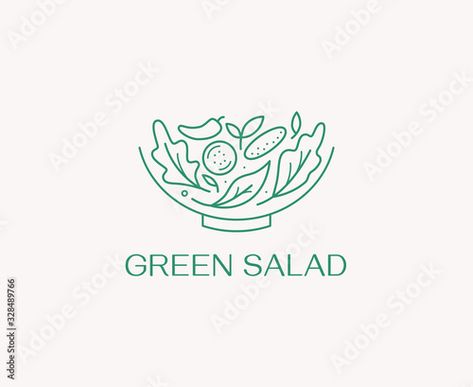 Salad Logo, Healthy Logo Design, Healthy Food Packaging, Logo Design Coffee, Healthy Logo, Healthy Food Logo, Fresh Logo, Kitchen Logo, Visual Recipes