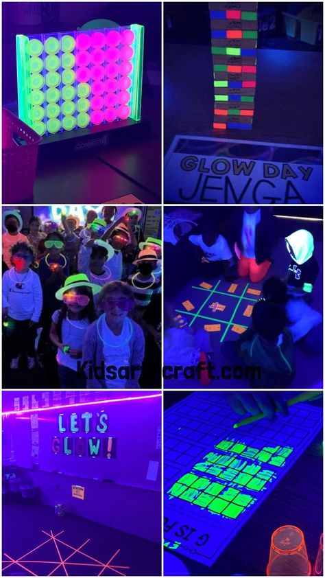 Glow Day Activities for 4th Grade Glow Day Activities, Glow Party Games, Dark Reading, Glow Day, Glow Games, Glow Crafts, Glow In Dark Party, Stem Elementary, Reading Stations