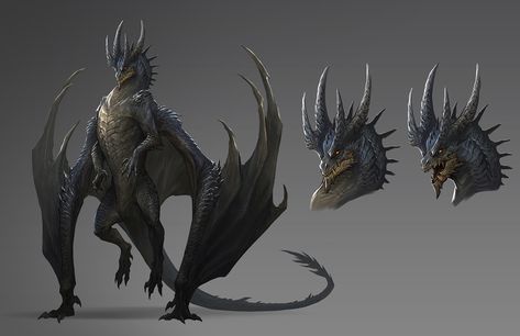 Elder Dragon Concept Design, Joseph Lin on ArtStation at https://www.artstation.com/artwork/9eZB3o Six Legged Dragon, Wyvern Rider, Dragon Rider Art, Drake Dragon, Monsters Rpg, Dragon Concept Art, Dragon Concept, Monster Verse, Dragon Rpg