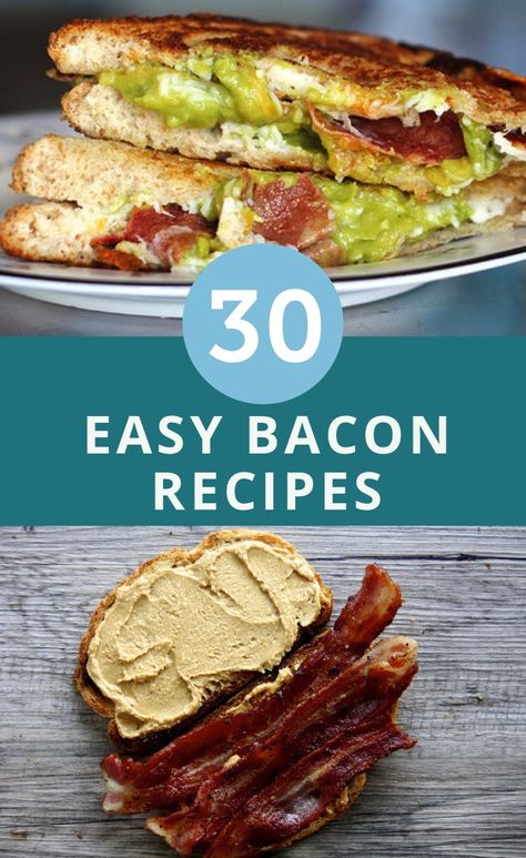 30 amazing bacon recipes for breakfast, lunch, and dinner. Bacon Recipes For Breakfast, Recipes For Dinner With Bacon, Healthy Recipes With Bacon, Bacon Recipes For Lunch, Bacon Lunch Ideas, Bacon Lunch Recipes, Bacon For Dinner Meals, Bacon Breakfast Recipes, Bacon Leftover Recipes