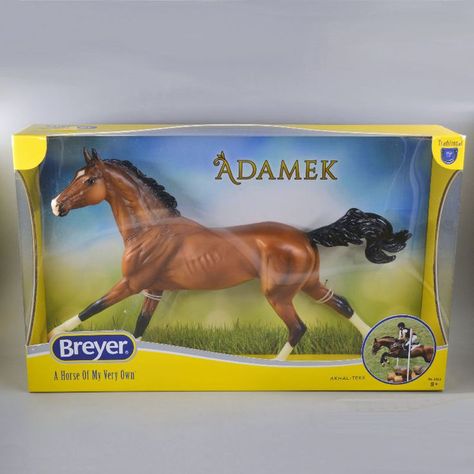 Breyer Adamek Akhal-Teke Traditional Model Horse, view of front of box Schleich Animals, Horse Model, Streamer Dr, Breyer Horse, Akhal Teke, Breyer Horses, Style Board, Figurines, Horses