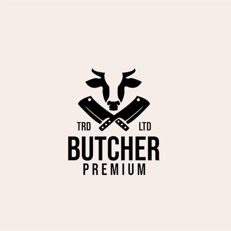 Butchery Logo, Meat Logo, Chef Tattoo, Meat Store, Cow Logo, Store Inspiration, Cow Vector, Kitchen Logo, Logo Sketches