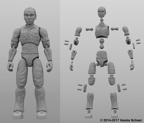 Hauke Scheer’s New 3D Printed Action Figure Can Move Better Than Many Humans | 3DPrint.com | The Voice of 3D Printing / Additive Manufacturing Action Figure Template, 3d Printed Robot, Figure Template, 3d Printing Toys, Drukarka 3d, 3d Printer Designs, 3d Figures, 3d Printing Diy, 3d Printed Objects