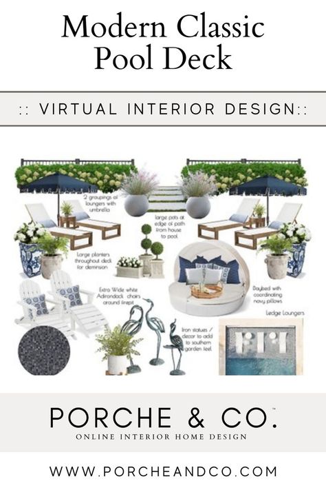 Modern Classic Pool Deck and Patio Decor Ideas. This virtual design features some of our favorite outdoor decor ideas. You can shop for the outdoor decor items in this design on our LTK. Outdoor Furniture, Outdoor Beach Pool Deck Design, Summer Furniture, FrontGate, West Elm, Serena and Lily Outdoor Space | Home Decor Ideas | Pool Decor Ideas Serena And Lily Patio Inspiration, Best Pool Furniture, Outdoor Poolside Decor, Pool Side Furniture Ideas, Pool Seating Ideas, Serena And Lily Outdoor, Pool Furniture Ideas, Pool Patio Decorating Ideas, Pool Decor Ideas