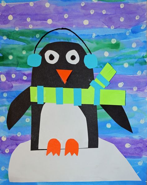 Smiling and Shining in Second Grade: Penguin Ideas and Freebies Penguin Crafts Preschool, Winter Crafts For Toddlers, Grade 1 Art, January Art, Winter Art Lesson, Penguin Crafts, Penguin Craft, Winter Art Projects, Penguin Art