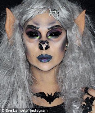 Time consuming: Ms La Morte told the Daily Mail you do have to invest a bit of time, but it's worth it Scary Bat Makeup, Bat Nose Makeup, Vampire Bat Makeup, Bat Makeup Women, Bat Face Makeup, Bat Makeup Halloween Kids, Bat Face Painting, Bat Costume Makeup, Bat Makeup Halloween