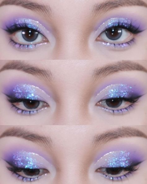 All posts • Instagram Purple Glam Eyeshadow Looks, Douyin Makeup Purple, Blue Inspired Makeup, Blue And Purple Makeup Looks, Blue Face Makeup, Lavender Eyeliner, Purple And Blue Makeup, Purple Hair Makeup, Blue And Purple Makeup