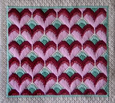 Instructions for Long Stitch Needlepoint Hearts...   I'm thinkin' I can do this on plastic canvas. Motifs Bargello, Bargello Patterns, Bargello Quilts, Tent Stitch, Long Stitch, Bargello Needlepoint, Plastic Canvas Stitches, Needlepoint Stitch, Tapestry Kits