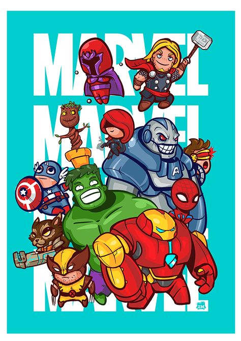 Marvel Tribute, Happy Birthday Doodles, Baby Marvel, Cartoon Tshirt, Avengers Cartoon, Birthday Doodle, Baby Superhero, Spaider Man, Tees Design