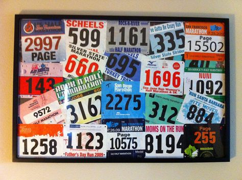 15 Things To Do With Your Old Race Bibs and Medals Race Bib Display, Race Medal Displays, Running Bibs, Running Medal Display, Race Medal, Running Medals, Race Bibs, Award Display, Medal Holders