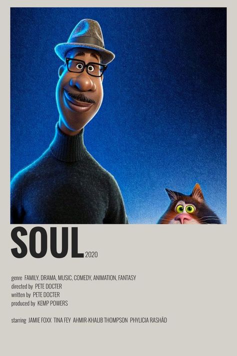 Old Cartoon Movies, Soul Disney, Pixar Poster, Soul Movie, Movie Character Posters, Movie Poster Room, Good Animated Movies, Animated Movie Posters, Disney Movie Posters