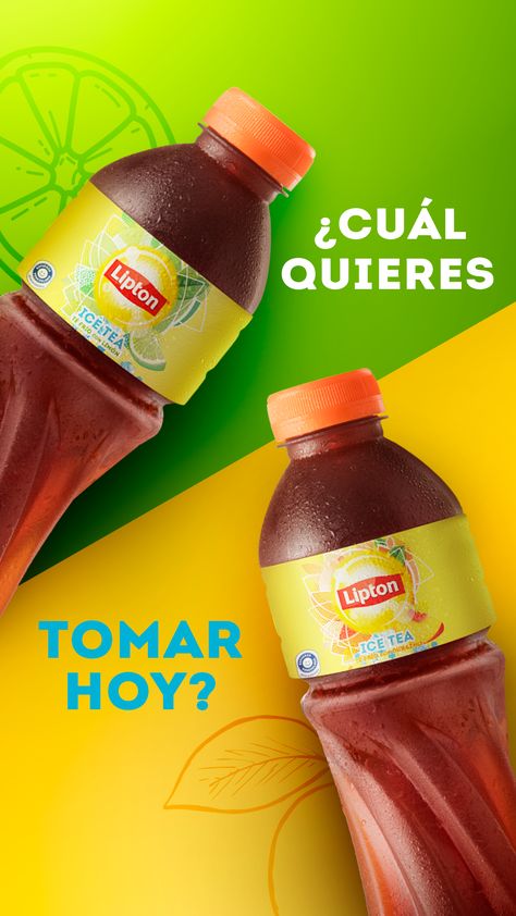 Ad Design Ideas Social Media, Juice Social Media Design, Tea Social Media, Media Design Graphics, Juice Ad, Lipton Ice Tea, Juice Packaging, Social Media Advertising Design, Publicidad Creativa