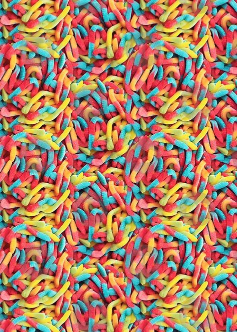 Neon Sour Gummy Worm Pattern by Patterns Soup • Millions of unique designs by independent artists. Find your thing. Gummy Worms Aesthetic, Candy Photography, Sour Gummy Worms, Gummy Worm, Cute Food Wallpaper, Candy Kit, Sugar Love, Diy Cupcakes, Sleepover Food