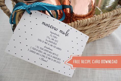 Moscow Mule Recipe Card Download Moscow Mule Recipe Printable, Moscow Mule Recipe Card, Mule Gift Basket, Drink Gift Basket, Moscow Mule Gift Basket, Tricky Tray Baskets, Moscow Mule Gift, Fundraiser Baskets, Recipe Cards Printable Free