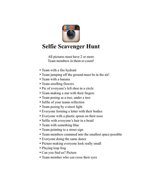 Selfie Scavenger Hunt, Lila Party, Photo Scavenger Hunt, Sleepover Games, 13th Birthday Parties, Scavenger Hunts, Birthday Party For Teens, Teen Party, Teen Birthday