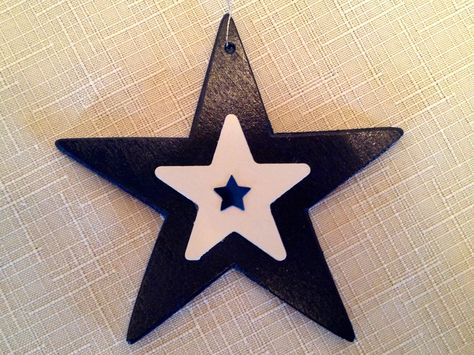 Wooden Star 2006   Two precut wood stars painted and glued. Sticker star in the centre. Wooden Star Painting Ideas, Family Dollar, Star Family, Star Painting, Wood Stars, Wooden Stars, Painting Inspo, Wooden Shapes, Painted Ornaments