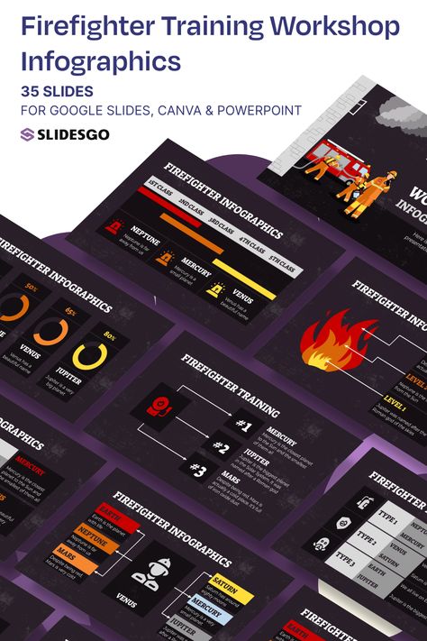 Firefighter Training Workshop Infographics I Google Slides, Canva & PowerPoint Presentation Template Canva Powerpoint Template, Gray Illustration, Canva Powerpoint, School Minimalist, Illustration Education, Firefighter Training, Infographics Template, Presentation Maker, Teacher Toolkit