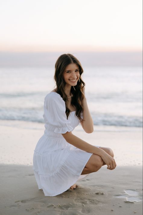 Beach Photoshoot White Dress, Senior Photo Poses Beach, Mauritius Photoshoot, Beachy Senior Pictures, Fall Beach Photoshoot, Beach Senior Pictures Poses, Senior Picture Ideas Beach, Coastal Photoshoot, Senior Photos Beach