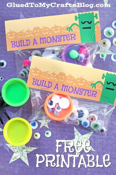 Build A Monster - Free Gift Tag Printable Build A Monster, Monster Party Favors, Read Across America Week, Make Your Own Monster, Party Favors Halloween, Read Across America, Monster Birthday Parties, Playdough Kits, Fun Halloween Crafts