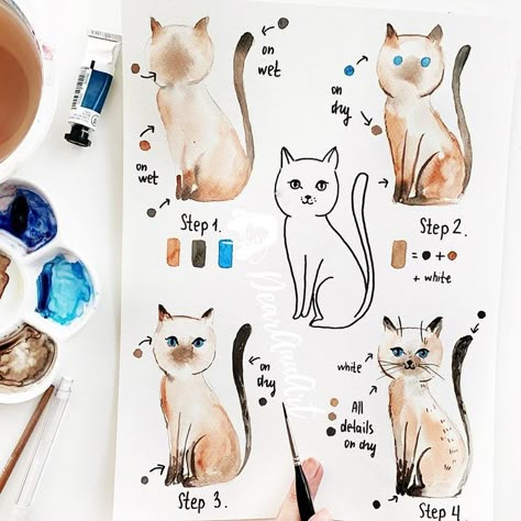 How to paint a cat in watercolor | How to draw for beginners | Watercolor tutorials easy step by step #watercolor #howtopaint Learn Watercolor Painting, Step By Step Watercolor, Watercolor Beginner, Learn Watercolor, Watercolor Paintings For Beginners, Watercolor Paintings Easy, Watercolor Painting Techniques, Watercolor Tutorials, 수채화 그림