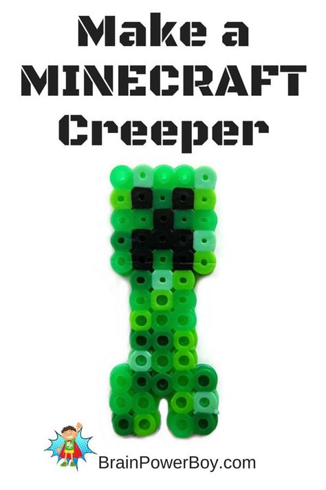 Make a Minecraft Creeper! Part of a series of perler bead patterns for Minecraft lovers. Minecraft Beads, Minecraft Pattern, Easy Perler Bead Patterns, Activities For Boys, Perler Bead Templates, Minecraft Birthday, Hama Beads Patterns, Minecraft Crafts, Melting Beads