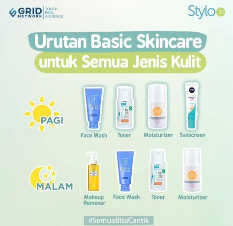 Urutan Pemakaian Skincare, Teknik Makeup, Basic Skincare, Recommended Skin Care Products, Basic Skin Care, Beautiful Skin Care, Skin Care Tutorial, Makeup Help, Basic Skin Care Routine