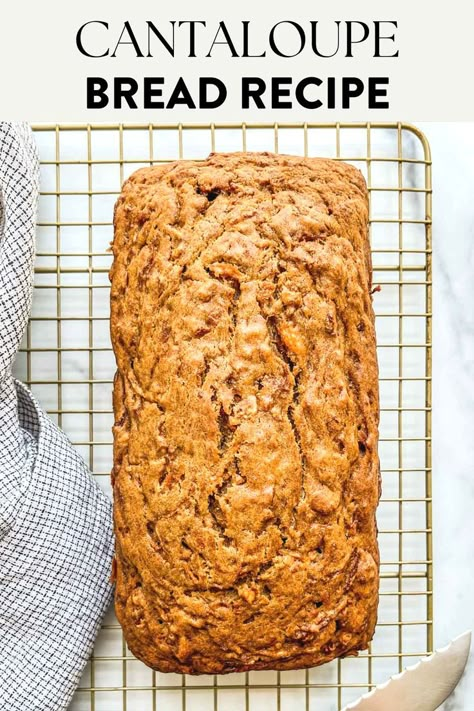 Cantaloupe Bread Recipe, Paleo Quick Bread, Summer Bread Recipes, Cantaloupe Bread, Quick Bread Recipes Sweet, Watermelon Bread, Summer Bread, Bread With Honey, Fruit Bread Recipes