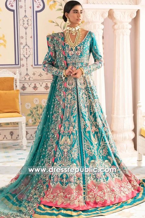 Bridal Dresses Pakistani, Pakistani Lehenga, Dresses Pakistani, Upscale Fashion, Split Long Dress, Desi Bride, Lehenga Skirt, Bridal Dress Fashion, Fashion Gowns