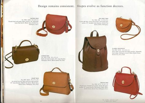 Coach Catalog, Coach Aesthetic, Coach Vintage Handbags, Vintage Brands, Coach Backpack, Handbags Vintage, Coach Leather Bag, Aesthetic Bags, Purse Essentials