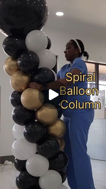 Djufo Ajiboye on Instagram: "How to make a spiral balloon column   https://youtube.com/shorts/wR2iZGm8ySE?feature=share  #balloons #balloondecor #shorts #reels #reelsinstagram #spiralballoons #balloondecor #balloonarch #organicballoons #balloon #goldandblack #okcevents #balloonstyling #balloondesigns #balloonstylist #balloonarch #balloontutorial #balloontutorial #eventdecor #edmondok #edmond #cityofedmonds #balloondecoration" 3 Color Spiral Balloon Column, Spiral Balloon Column, Balloon Columns Ideas, Swim Senior Night, Prom Balloons, Balloon Tips, Balloon Garland Ideas, Balloon Room, Balloon Decorations Diy Tutorials