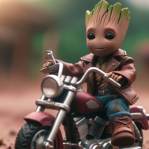 Groot Rider 😎 . . . . . . [TAGS] #iamgroot #groot #babygroot #babygroot🌱 #iamgroot🌱 #royalenfield Planner Wallpaper, Yoda Pictures, Bad Pic, Funny Cartoon Characters, Moving Wallpapers, I Am Groot, Baby Groot, Marvel Art, Funny Cartoon