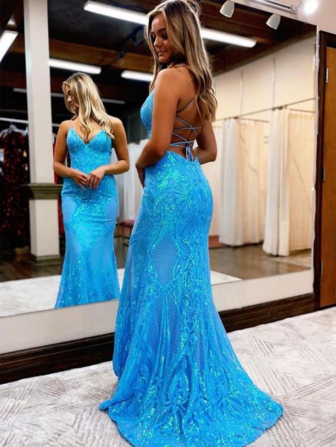 Unique Prom Dresses 2022 Long, Grad Dresses 2023, Morp Dress, Electric Blue Prom Dress, Bright Blue Prom Dress, Long Sleeve Hoco Dresses, Turquoise Prom Dress, Prom Dresses Tight, Sparkly Formal Dress