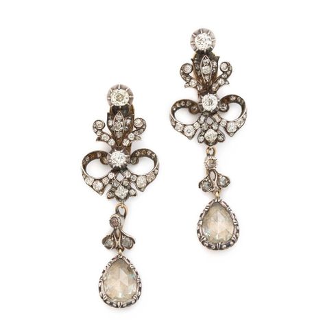 Pair of diamond ear clips, 1890s, and a pair of diamond drops, 19th century | Fine Jewels, Watches & Handbags: Cologne | 2022 | Sotheby's 1890s Fashion, Ear Clips, Deco Jewelry, Fine Jewels, Diamond Drops, Art Deco Jewelry, Design Set, Rose Cut Diamond, Beck