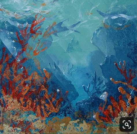 Coral Reef Drawing, Aquarium Inspiration, Coral Painting, Mermaid Background, Ocean Habitat, Sea Illustration, Underwater Painting, Underwater Scene, Underwater Art