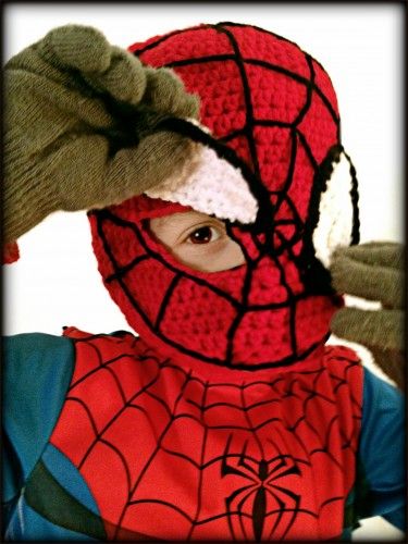 For my Superhero... Spiderman Mask - mellie blossom Spiderman Crochet, Spiderman Hat, Crochet Baby Cap, Spiderman Mask, Superhero Spiderman, Crochet Costumes, My Superhero, Crochet Mask, Crochet Kids Hats